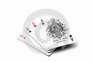 A winning poker hand of four aces