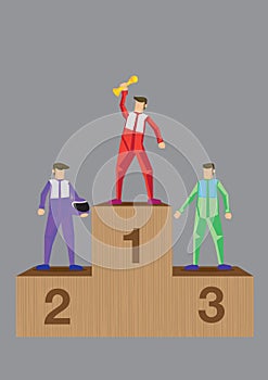 Winning Racers on Podium Vector Illustration