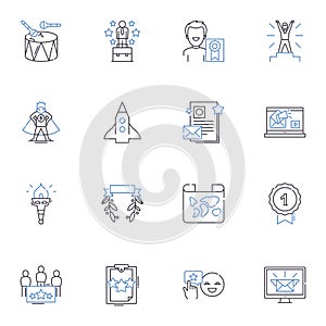 Winning and revenue line icons collection. Profit, Income, Success, Victory, Yield, Gains, Return vector and linear