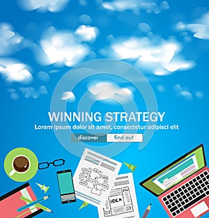 Winning Strategy for Business Concept with Doodle design style