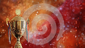 Champion golden trophy for winner background. Success and achievement concept. Sport and cup award theme