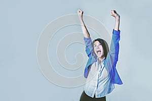 Winning success happy woman celebrating being a winner.  Success, wealth management