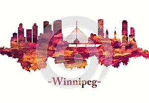 Winnipeg Canada skyline in red
