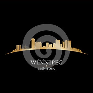 Winnipeg Manitoba Canada city skyline silhouette black background