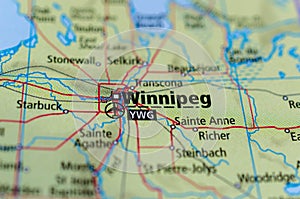Winnipeg on map