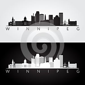 Winnipeg skyline and landmarks silhouette