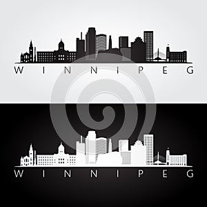 Winnipeg skyline and landmarks silhouette photo