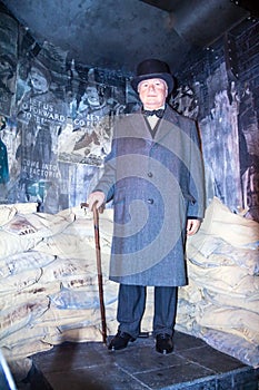 Winston Churchill at the London Madame Tussauds wax museum.