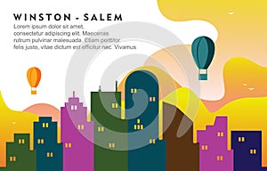 Winston Salem North California City Building Cityscape Skyline Dynamic Background Illustration