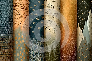 Winter Abstract Doodle Seamless Patterns Set