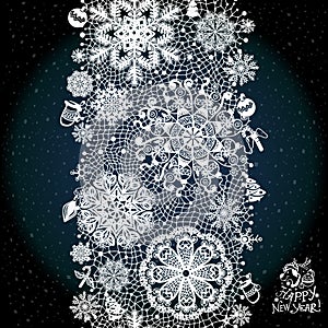 Winter abstract lace from snowflakes.