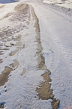 Winter.abstract patterns from snow. shining snow in the sun