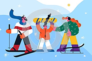 Winter activities and sport concept
