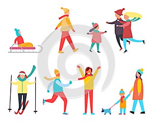 Winter Activity and Active Lifestyle Set Vector