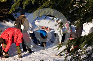 Winter adventures. ÃÂ¡limbing training. Carpathians. Ukraine. photo