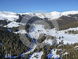 Winter aerial landscape in Bucegi Natural Reserve, Romania