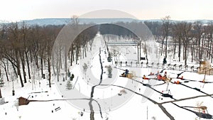 Winter aerial landscape in the park