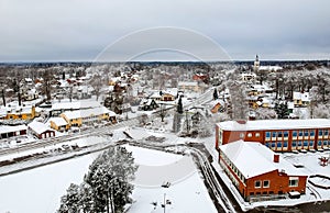 Winter aerial landscape in Sweden