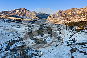 Winter Aerial Sunrise Eldorado Canyon