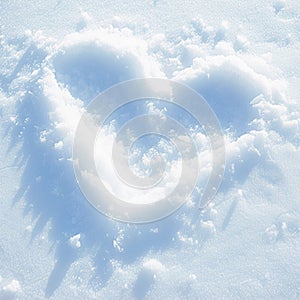 Winter affection Heart shape delicately drawn in pristine white snow