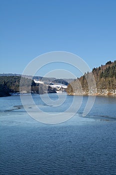 Winter at Aggertalsperre Reservoir,Bergisches Land,Gerrmany
