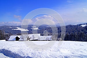 Winter in alp mountains austria