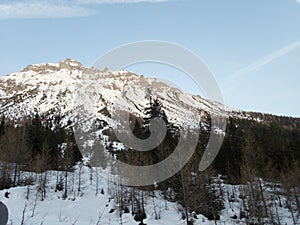 Winter alpine landscape for skitouring in stubaier alps in austria