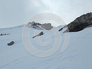 Winter alpine landscape for skitouring in stubaier alps in austria