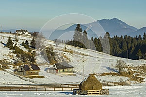 Winter alpine scenery in Fundata, Brasov, Romania photo
