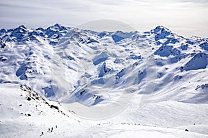 Winter Alps landscape from ski resort Val Thorens