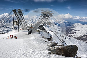 Winter Alps landscape from ski resort Val Thorens photo