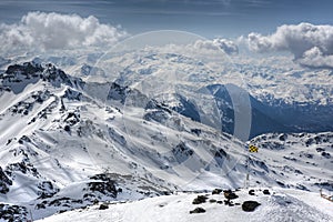 Winter Alps landscape from ski resort Val Thorens