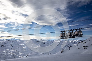 Winter Alps landscape from ski resort Val Thorens. 3 valleys