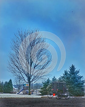 Winter at Amish farm