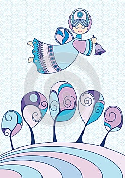 Winter angel with bell