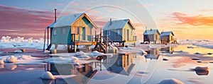 Winter Anglers Haven Ice Fishing Shelter on Icy Lake