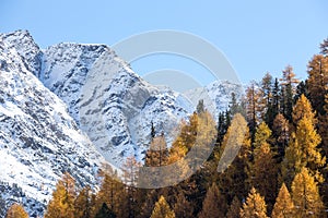 Winter and autumn in the mountains