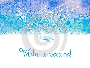 Winter is awesome. Watercolor winter background