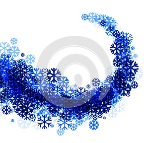 Winter background with blue snowflakes.