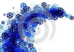 Winter background with blue snowflakes.