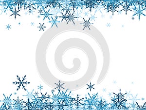 Winter background with blue snowflakes.