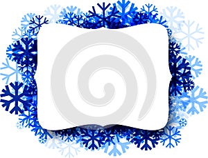 Winter background with blue snowflakes.