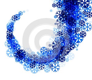 Winter background with blue snowflakes.