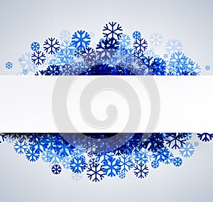 Winter background with blue snowflakes.