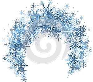 Winter background with blue snowflakes.