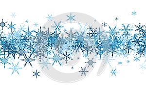 Winter background with blue snowflakes.