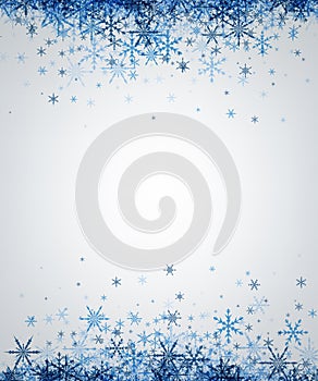 Winter background with blue snowflakes.