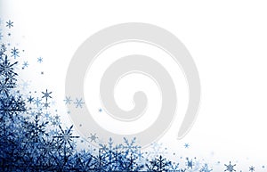 Winter background with blue snowflakes.