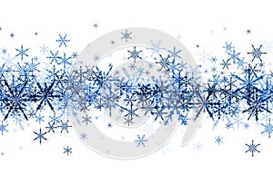 Winter background with blue snowflakes.