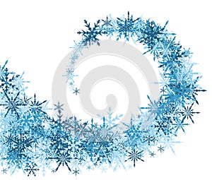 Winter background with blue snowflakes.